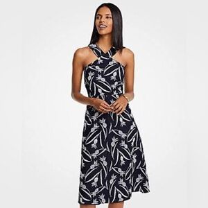 Ann Taylor Black and White Pineapple Midi Dress